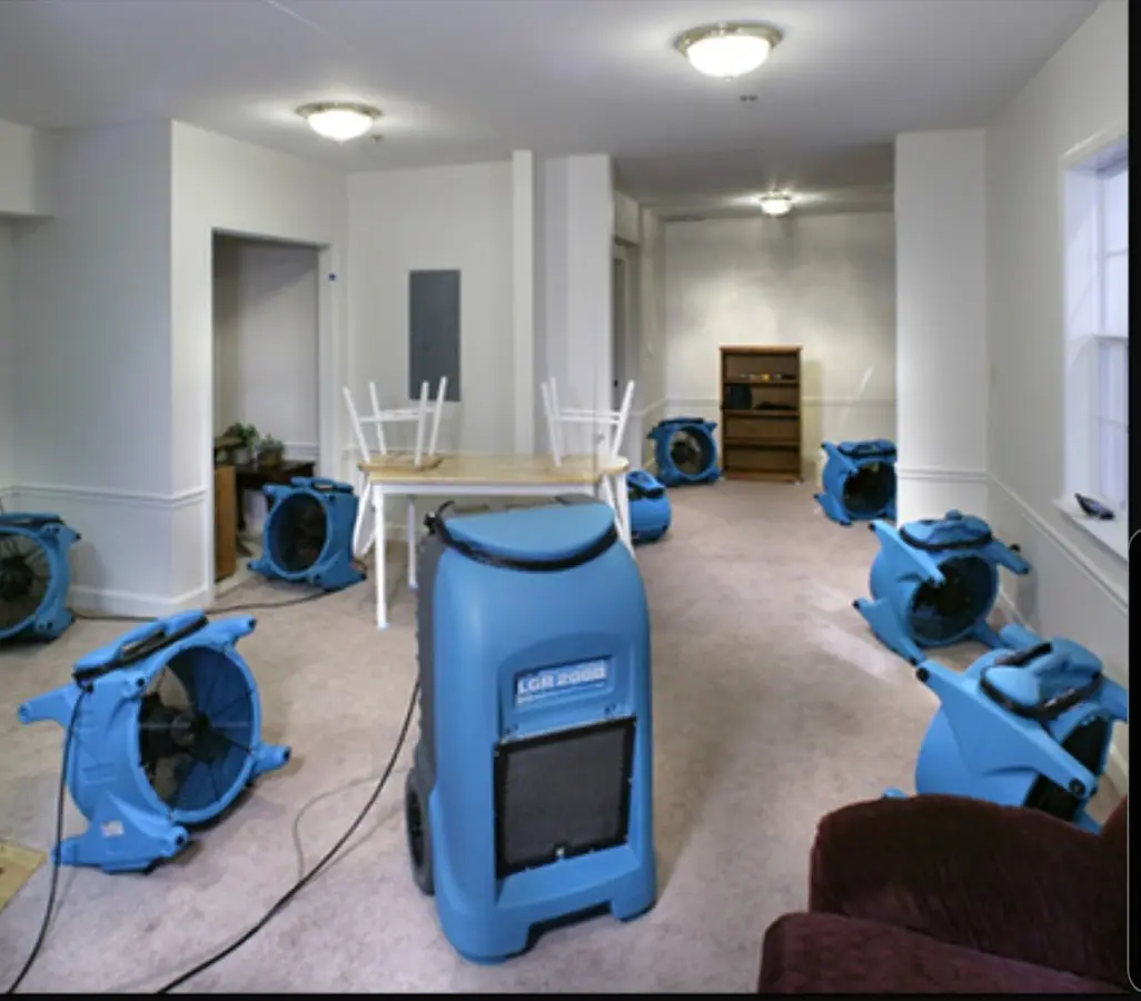 Air movers and dehumidifier setup for Water Damage Restoration in Coraopolis