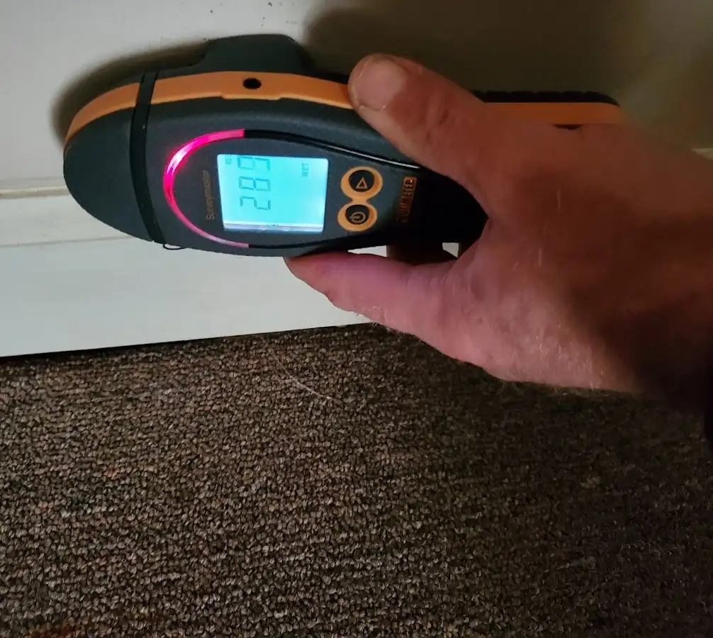 Moisture detection at baseboard during Burst Pipe Cleanup in Coraopolis